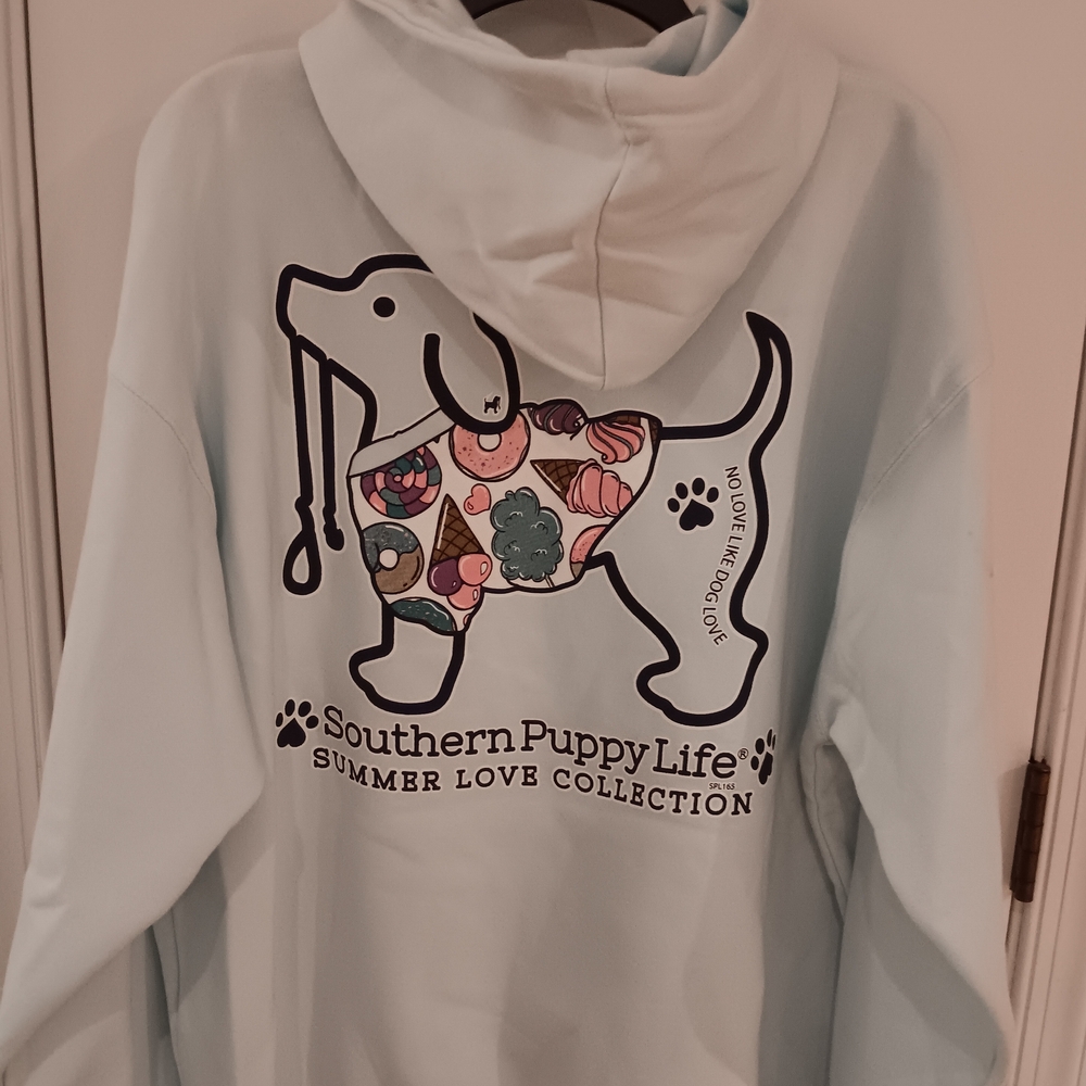 Southern Puppy Life Light Blue Graphic Hoodie - Summer Love Collection